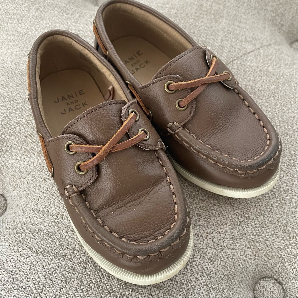 Janie and Jack toddler size 11 brown boat shoes
